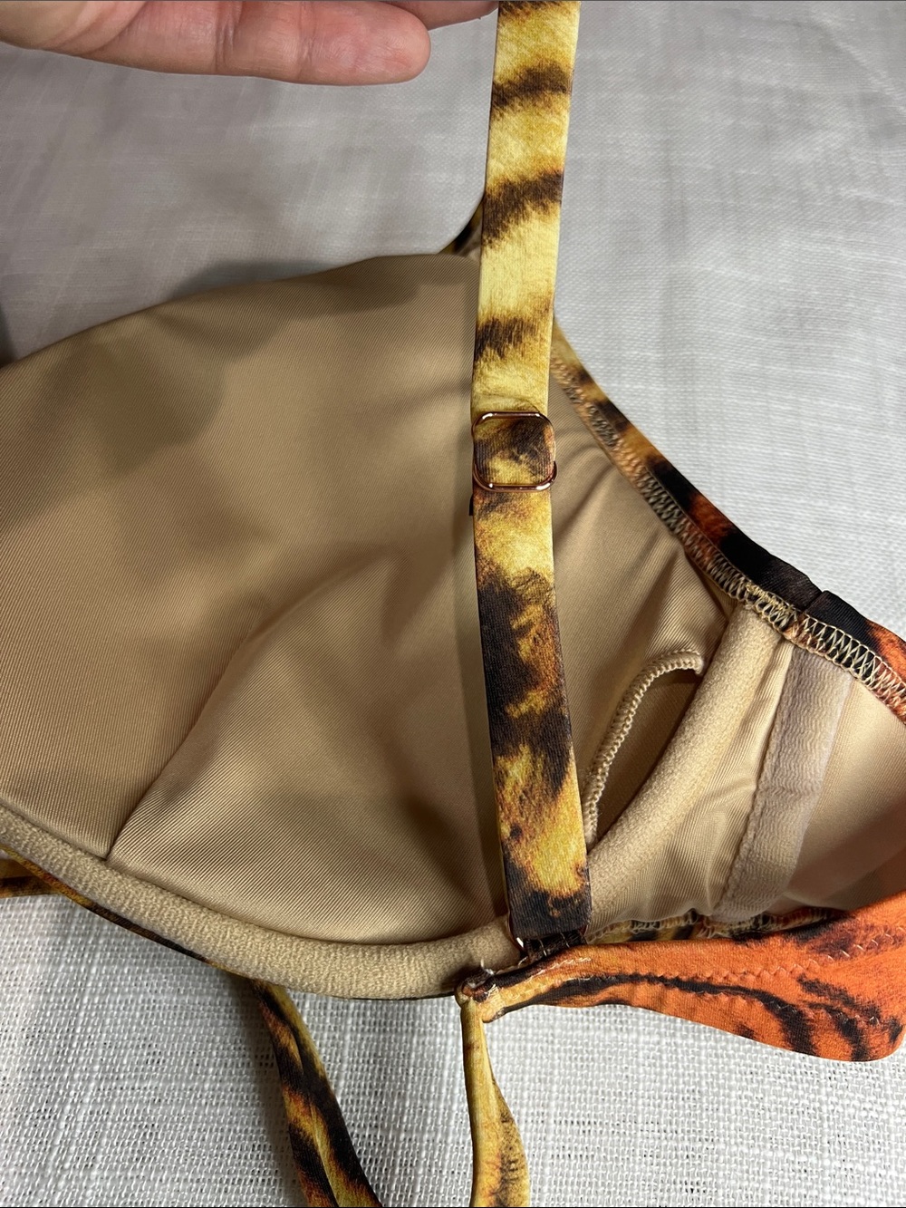 Shade & Shore Tiger Print Push-Up Bikini Top - Orange, Black, Tan - Picture 3 of 4